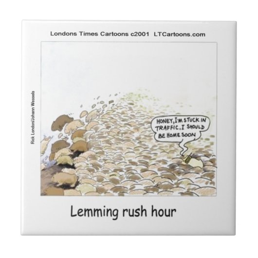 Lemmings Rush Hour Funny Fliese (Vorderseite)