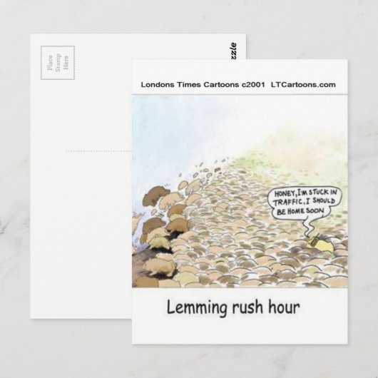 Lemmings Rush Hour Funny Postkarte (Vorne/Hinten)