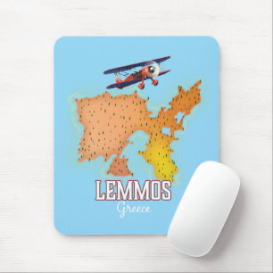Lemmos Griechische Karte Illustriertes Reiseplakat Mousepad