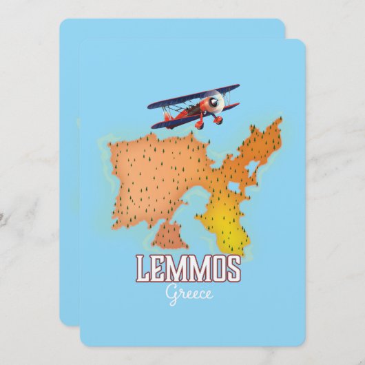 Lemmos Griechisches Illustriertes Reiseplakat (Vorne/Hinten)