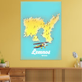 Lemnos Greece Retromap Leinwanddruck (Insitu (Wohnzimmer))