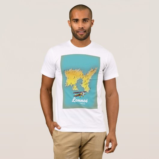 Lemnos Greece Retromap T-Shirt (Vorne ganz)