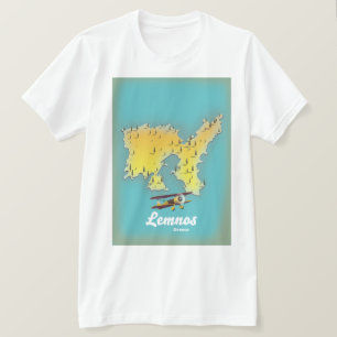 Lemnos Griechenland Retro-Karte T-Shirt