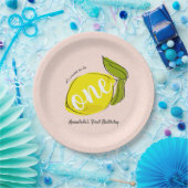 Lemon 1. Geburtstag Blush Pink Papierplatte Pappteller (Party)