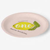 Lemon 1. Geburtstag Blush Pink Papierplatte Pappteller (Schrägansicht)