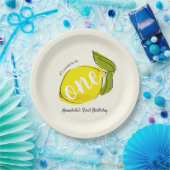 Lemon 1. Geburtstag hellgelbe Papierplatte Pappteller (Party)