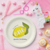 Lemon 1. Geburtstag hellgelbe Papierplatte Pappteller (Party)