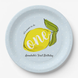 Lemon 1. Geburtstag Light Blue Paper Plate Pappteller