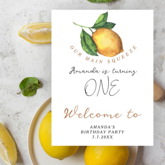 Lemon 1. Geburtstag Party Poster