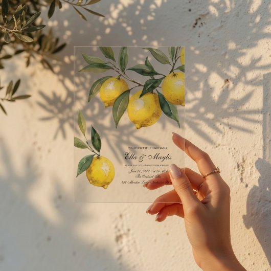 Lemon Acrylic Wedding Acryleinladungen