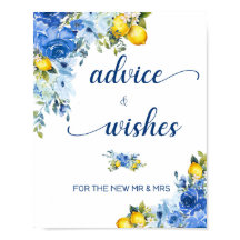 Lemon Advice & Wishings Brautparty Table Sign