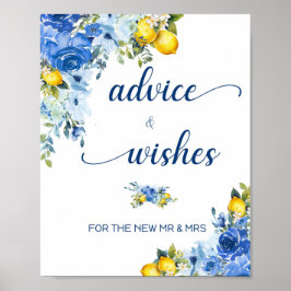 Lemon Advice & Wishings Brautparty Table Sign Poster
