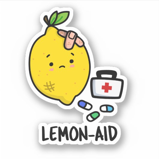 Lemon aid Funny First Aid Lemon Pun Aufkleber (Vorderseite)
