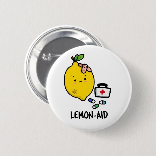 Lemon aid Funny First Aid Lemon Pun Button (Vorne & Hinten)