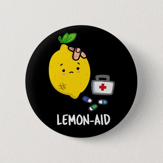 Lemon aid Funny First Aid Lemon Pun Dark BG Button (Vorderseite)