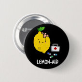 Lemon aid Funny First Aid Lemon Pun Dark BG Button (Vorne & Hinten)