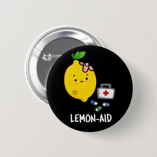 Lemon aid Funny First Aid Lemon Pun Dark BG Button (Vorne & Hinten)
