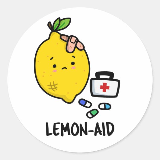 Lemon aid Funny First Aid Lemon Pun Runder Aufkleber (Vorderseite)