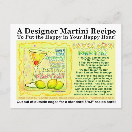 Lemon Aide Martini Rezept Postkarte (Vorderseite)