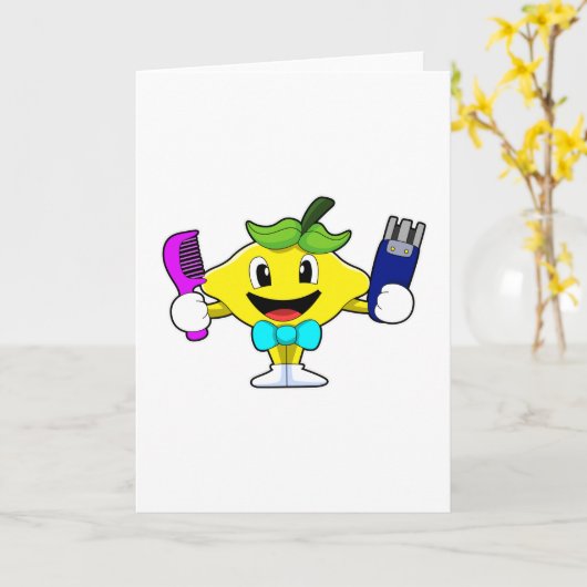 Lemon als Friseur mit Comb & Razor Karte (Gelbe Blume)