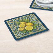 Lemon Amalfi Blue Mediterranean Art Nouveau Rechteckiger Pappuntersetzer (angewinkelt)