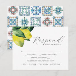 Lemon Amalfi Tile RSVP Cards mit Wahlmöglichkeit Karte