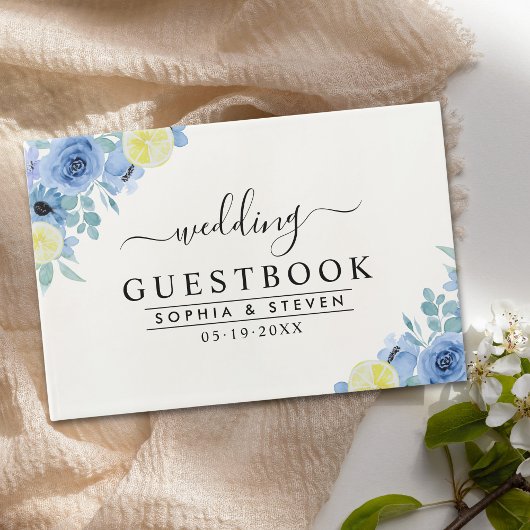Lemon and Blue Mediterranean Wedding Gästebuch