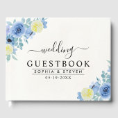 Lemon and Blue Mediterranean Wedding Gästebuch (Vorderseite)