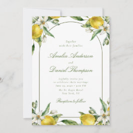 Lemon and Floral Frame Wedding Invitation Einladung