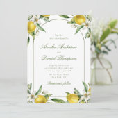 Lemon and Floral Frame Wedding Invitation Einladung (Stehend Vorderseite)