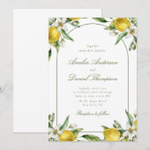 Lemon and Floral Frame Wedding Invitation Einladung (Vorne/Hinten)