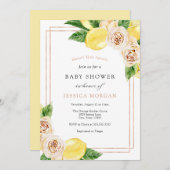 Lemon and Greenery Baby Shower Einladung (Vorne/Hinten)