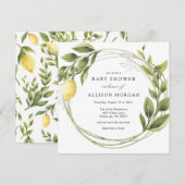 Lemon and Greenery Wreath Baby Shower Einladung (Vorne/Hinten)