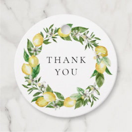 Lemon and Greenery Wreath Wedding Vielen Dank Geschenkanhänger