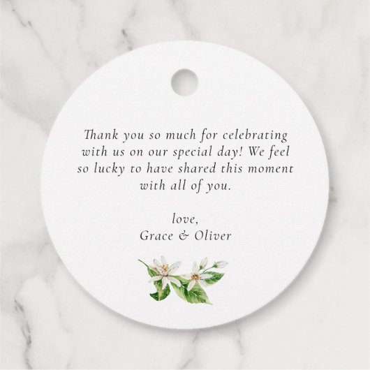 Lemon and Greenery Wreath Wedding Vielen Dank Geschenkanhänger (Rückseite)