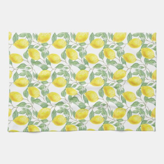 Lemon and Leaves Pattern Geschirrtuch (Horizontal)