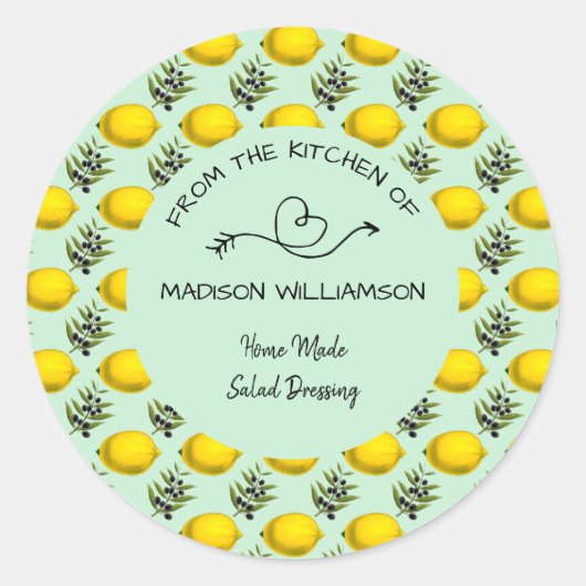 Lemon and Olive From the Kitchen of Runder Aufkleber (Vorderseite)