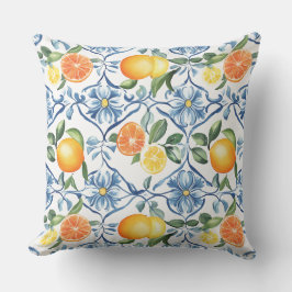 Lemon and Orange Mediterranean Throw Pillow Kissen