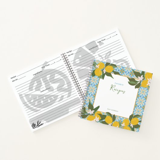 Lemon and Tiles Recipe Book | Kücheneinrichtung Notizblock (Innenseite)