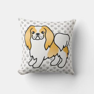 Lemon and White Japanon Cartoon Dog & Paws Kissen