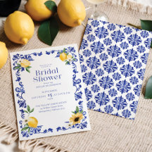 Lemon & Antique Blue Pottery Muster Brautparty
