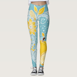 Lemon Aqua AI art Leggings