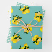 Lemon Aqua Gingham Geschenkpapier Set (Beispiel)