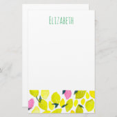 Lemon-Aquarellmuster Briefpapier (Vorne/Hinten)