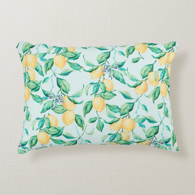 Lemon Aquarellmuster Dekokissen (Vorderseite)