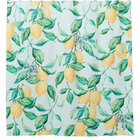 Lemon Aquarellmuster Duschvorhang (Vorderseite)