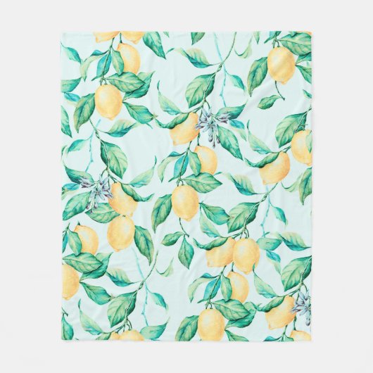 Lemon Aquarellmuster Fleecedecke (Vorderseite)