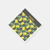 Lemon Aquarellmuster, gelb grau Serviette (Ecke)