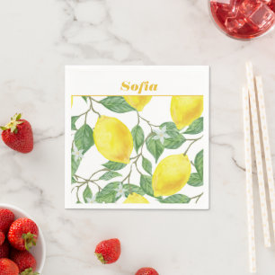 Lemon Aquarellmuster, gelb Serviette