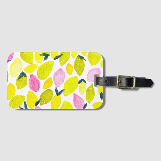 Lemon-Aquarellmuster Gepäckanhänger (Vorderseite (Horizontal))